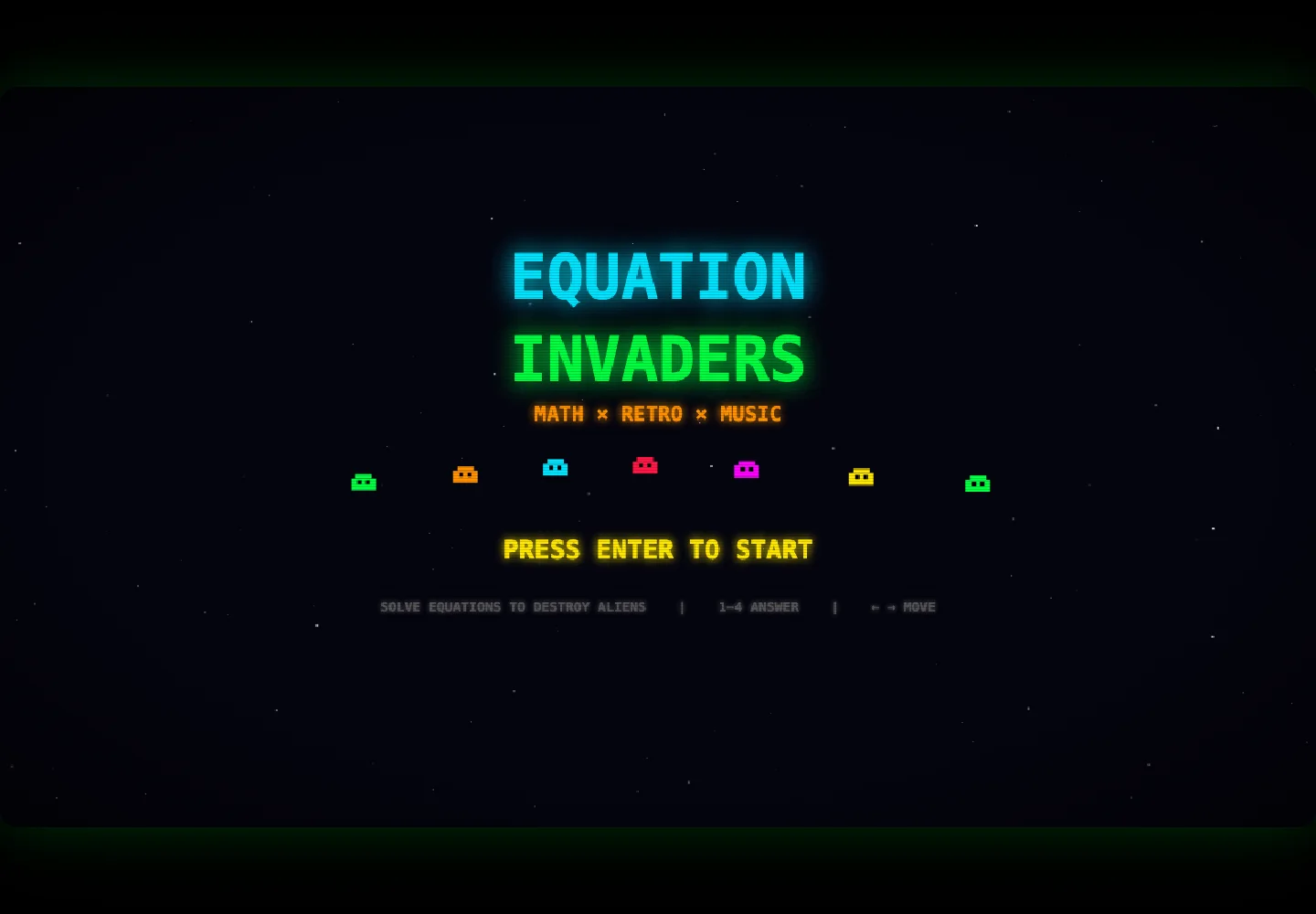 Equation Invaders retro math shooter